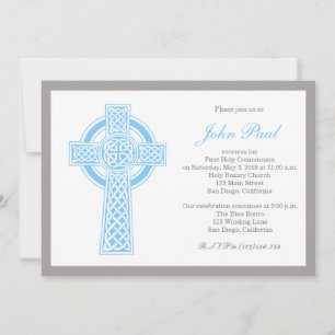 Modern Elegante Cross Kommunion Einladung für Jung