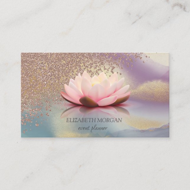 Modern Elegante Diamonds Lotus Glitzer Holographic Visitenkarte (Vorderseite)