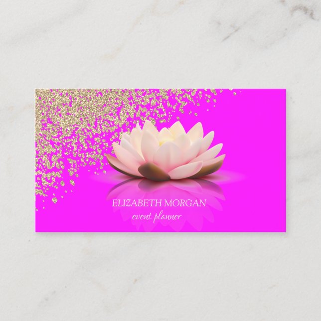Modern elegante Diamonds Lotus Pink Fluorescent Visitenkarte (Vorderseite)