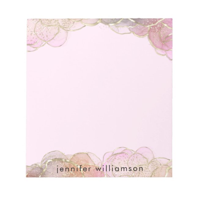Modern Elegante Feminine Agate Rosa Rosa Gold Notizblock (Vorderseite)