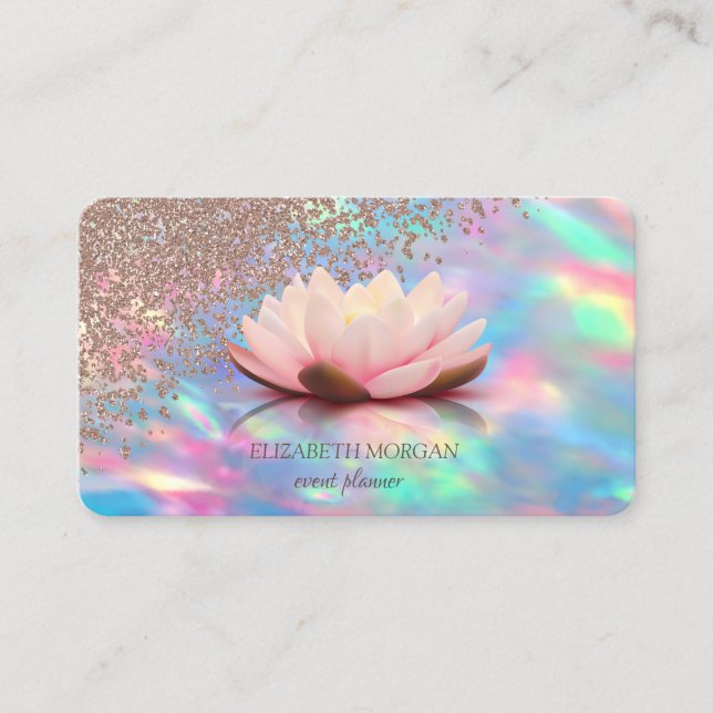 Modern Elegante Iridescent Opal Lotus Visitenkarte (Vorderseite)
