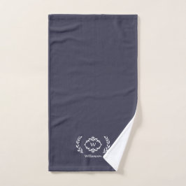 Modern elegante Monogram Initial Trendy Blue White Badhandtuch Set