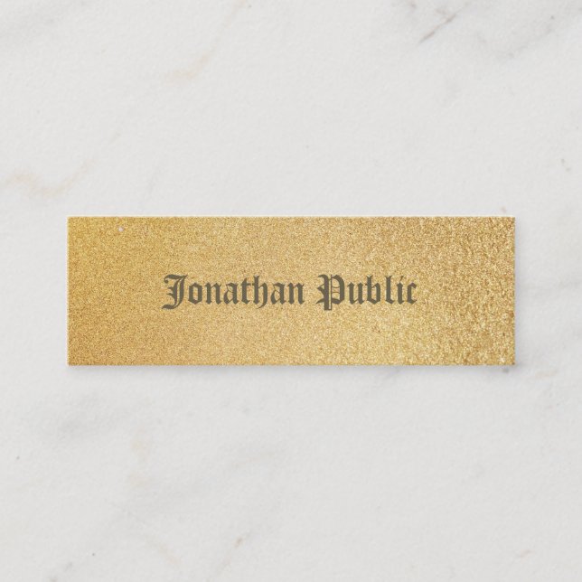 Modern Elegante Shiny Golden Foil Glamour Schlicht Mini Visitenkarte (Vorderseite)