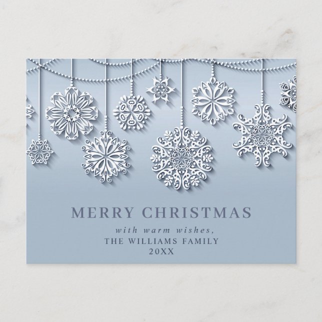 Modern Elegante Snowflake Weihnachten Gruß (Vorderseite)