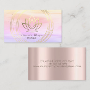 Modern Elegante Stilvolle Gold Circles Lotus Visitenkarte