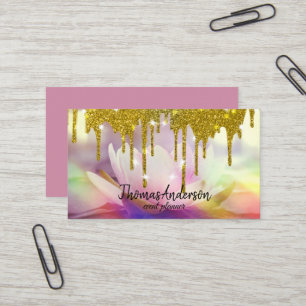 Modern Elegante Stilvolle Gold Glitzer Lotus Visitenkarte