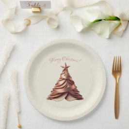 Modern Elegante Weihnachtsbaum-Rose Gold Pappteller
