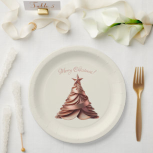 Modern Elegante Weihnachtsbaum-Rose Gold Pappteller