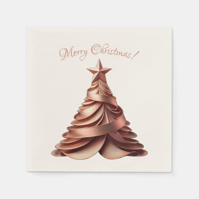 Modern Elegante Weihnachtsbaum-Rose Gold Serviette (Vorderseite)