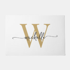 Modern Elegante White Gold Monogram Name Script Fußmatte