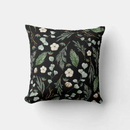 Modern Eleganter botanischer Eukalyptus Black Kissen