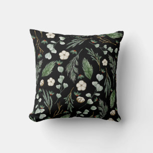 Modern Eleganter botanischer Eukalyptus Black Kissen