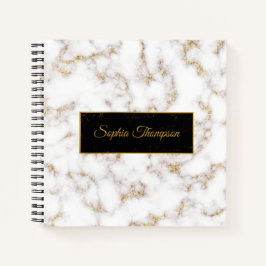 Modern eleganter Name aus weißem Gold - Notebook Notizbuch