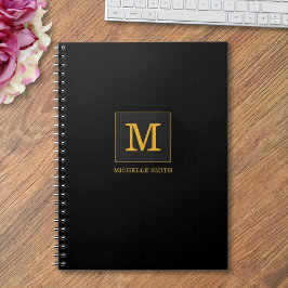 Modern eleganter Name der Black Gold Monogram Notizblock
