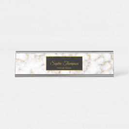 Modern eleganter weißer Goldmarmorname - Namenspla Schreibtischnamensplakette