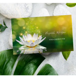 Modern Eleganter White Lotus Gold Yoga Instruktor Visitenkarte