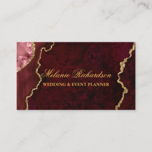 Modern Elegantes Burgund-Marmor Agate Geode Gold Visitenkarte