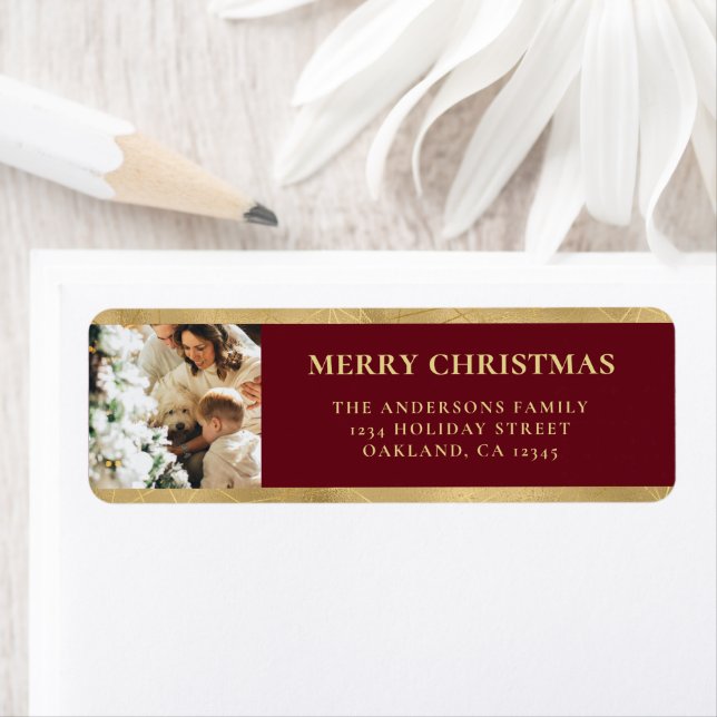 Modern Elegantes Rot & Imitat Gold Weihnachten Fot (Insitu)
