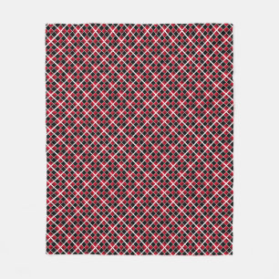 Modern elegantes Schwarz Rot Weiß kariert Fleecedecke