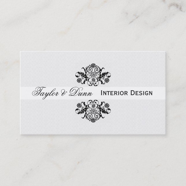 Modern| Elegantes Schwarz-weißes Zierlogo Visitenkarte (Vorderseite)