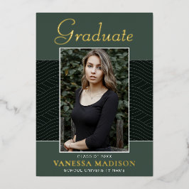Modern | Elegantes Script 1 Foto Foil Grad Card Folieneinladung