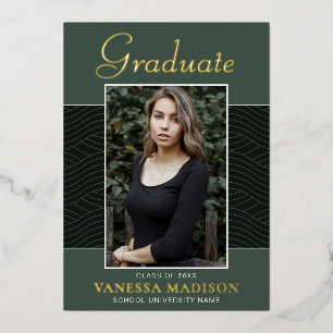 Modern Elegantes Script 1 Foto Foil Grad Card Folieneinladung