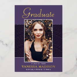 Modern | Elegantes Script 1 Foto Foil Grad Card Folieneinladung