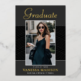 Modern | Elegantes Script 1 Foto Foil Grad Card Folieneinladung