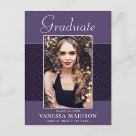 Modern | Elegantes Script Lila Violet 1 Foto Grad Postkarte