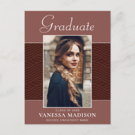 Modern | Elegantes Script Terracotta 1 Foto Grad Postkarte