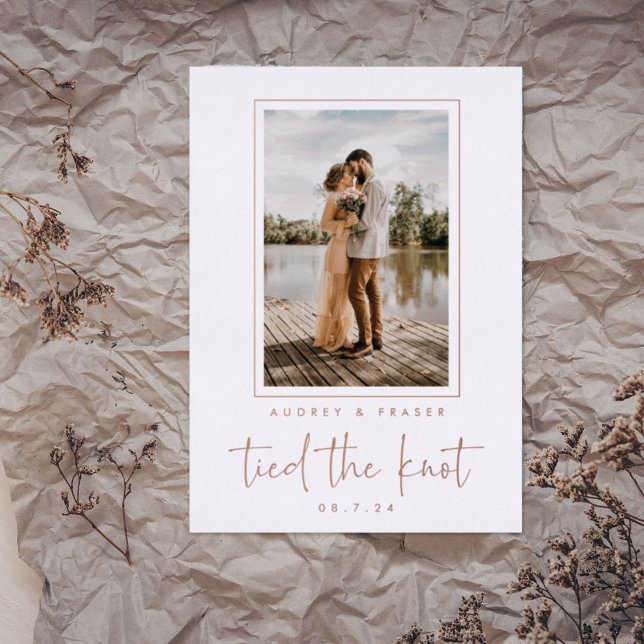 Modern Elopement Tied the Knot Photo Rose Gold Foi Folieneinladung (Von Creator hochgeladen)
