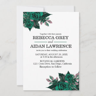 Modern Emerald Floral Garden Wedding Invitation