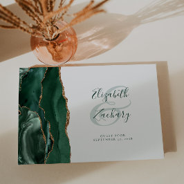 Modern Emerald Green Agate Gold Script Gästebuch