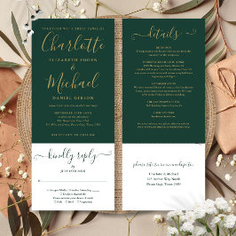 Modern Emerald Green Elegante Gold Script Einladung