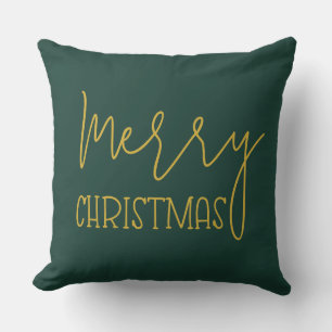 Modern Emerald Green Gold Minimal Frohe Weihnachte Kissen