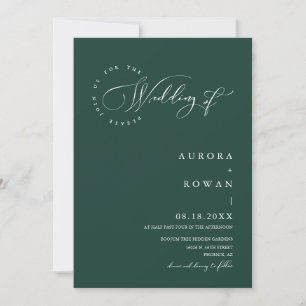 Modern Emerald Green Minimal Wedding QR Code Photo Einladung