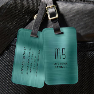 Modern Emerald Green Monogram Gepäckanhänger