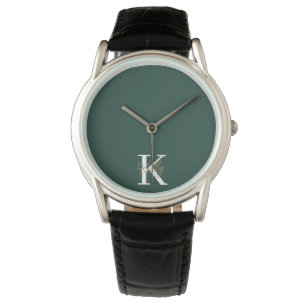Modern Emerald Green Monogram Script Armbanduhr