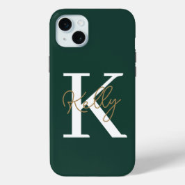 Modern Emerald Green Monogram Script Case-Mate iPhone Hülle