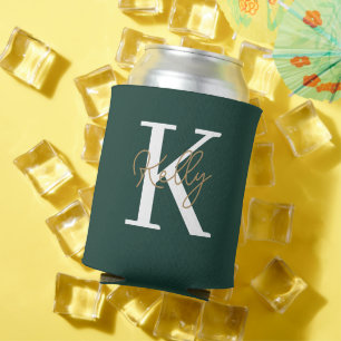Modern Emerald Green Monogram Script Dosenkühler