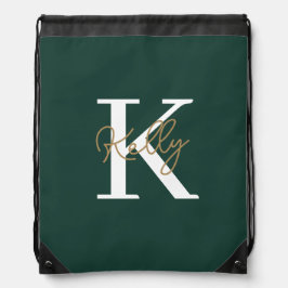 Modern Emerald Green Monogram Script Sportbeutel