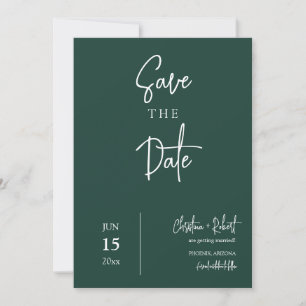 Modern Emerald Green Save the Date Boho Wedding Einladung