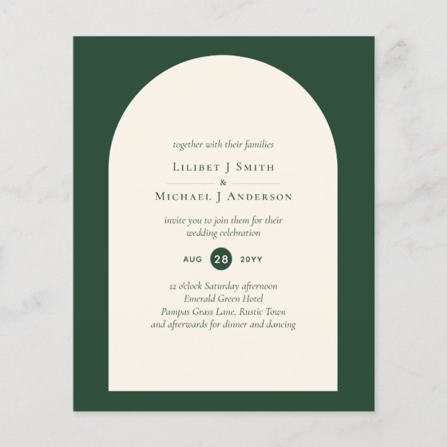 Modern Emerald Green Typography Wedding Flyer (Vorne)