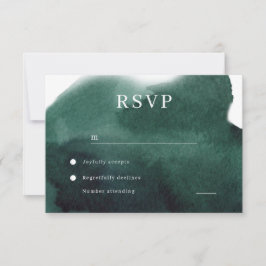 Modern Emerald Green Watercolor Wedding RSVP Karte