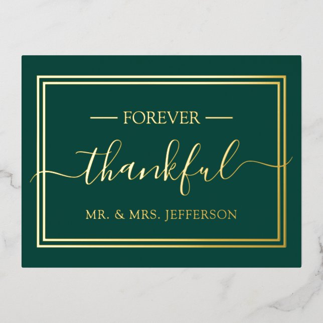 Modern Emerald Green Wedding Mr. & Mrs. Folie Einladungspostkarte (Vorderseite)