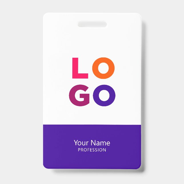 Modern Employee Logo, Photo, Qr Code, Name Indigo Ausweis (Vorderseite)