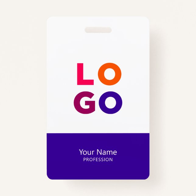 Modern Employee Logo, Photo, Qr Code, Name Indigo Ausweis (Vorderseite)