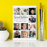 Modern | Enkel | FotoCollage Fotoplatte<br><div class="desc">Einzigartige Enkel-10-Foto-Collage-Plakette macht das Geschenk für jeden Großeltern, mit Text, der "GRANDCHILDREN MACHEN DIE WELT GRAND", gefolgt von ihren Namen. Alle Stile, Größen und Farben des Schriftartes können durch einen Klick auf den Link nach der Personalisierung angepasst werden.</div>