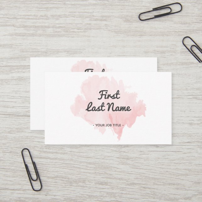 Modern erröten blaß - rosa Aquarell-Visitenkarte Visitenkarte (Vorderseite/Rückseite Beispiel)