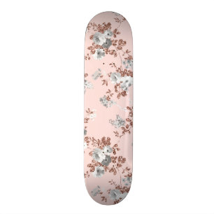 Modern erröten der rosa weiße Blumen Skateboard